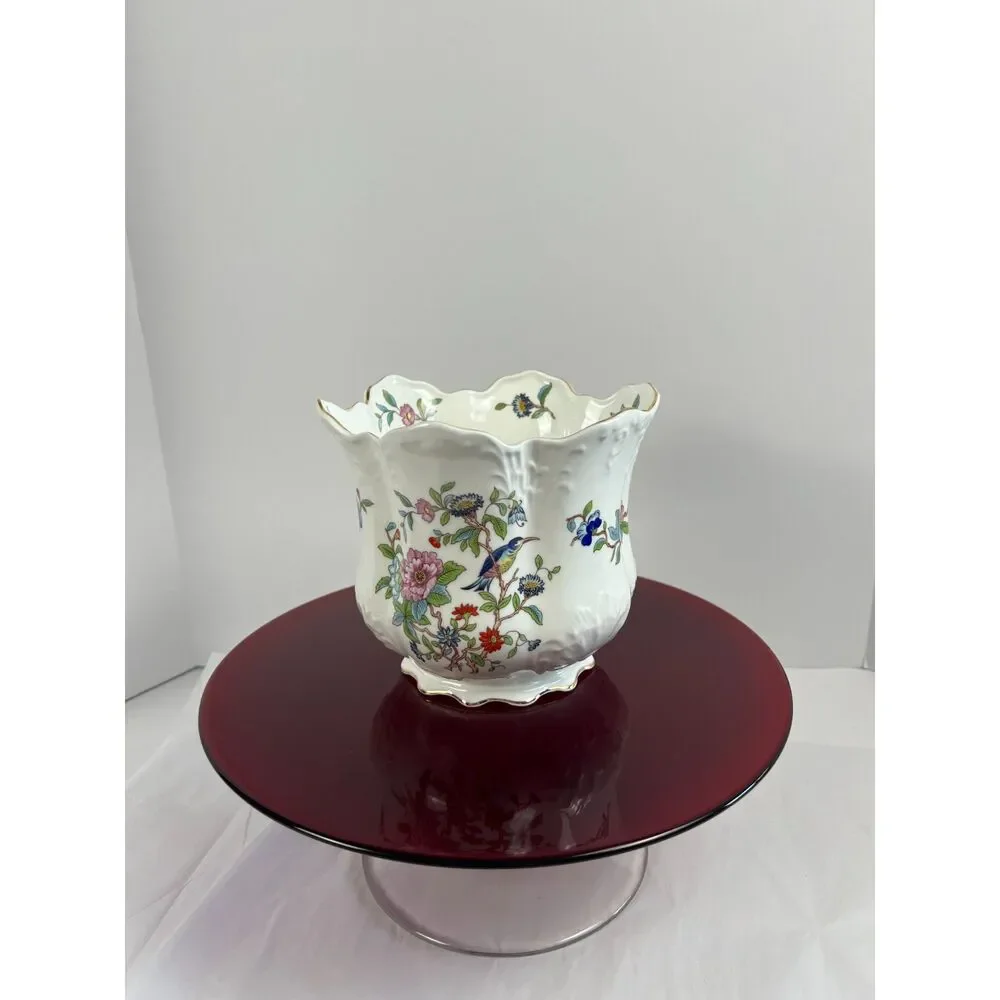 Vintage Aynsley Pembroke Victorian Cachepot Fine English Bone China  Jardiniere